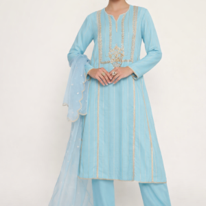 ocean blue kurti with pant & dupatta