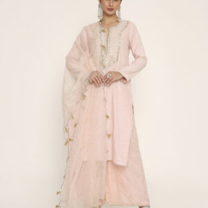 baby pink kurti with palazzo & dupatta